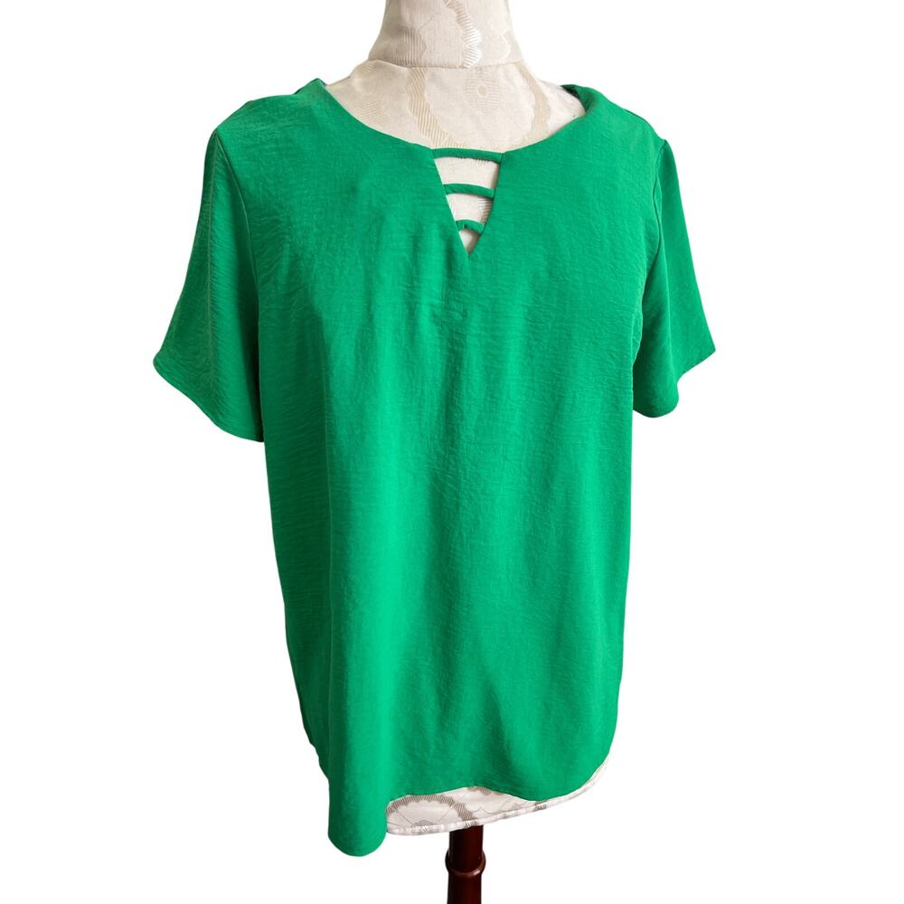 Good Days Only Green Short Sleeve Blouse Large